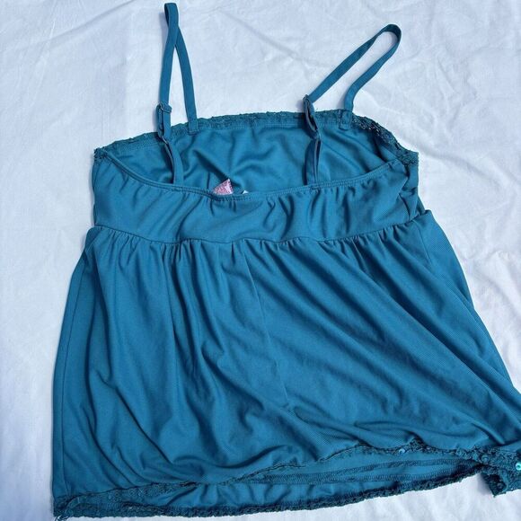 Xhilaration‎ Y2K Babydoll Tank Size Medium Blue Green Beads Lined Vintage - Picture 5 of 6